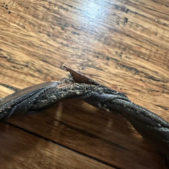 Vintage Structure Black Genuine Leather Braided Belt Mens Silver Buckle Size 38 - Picture 7 of 7